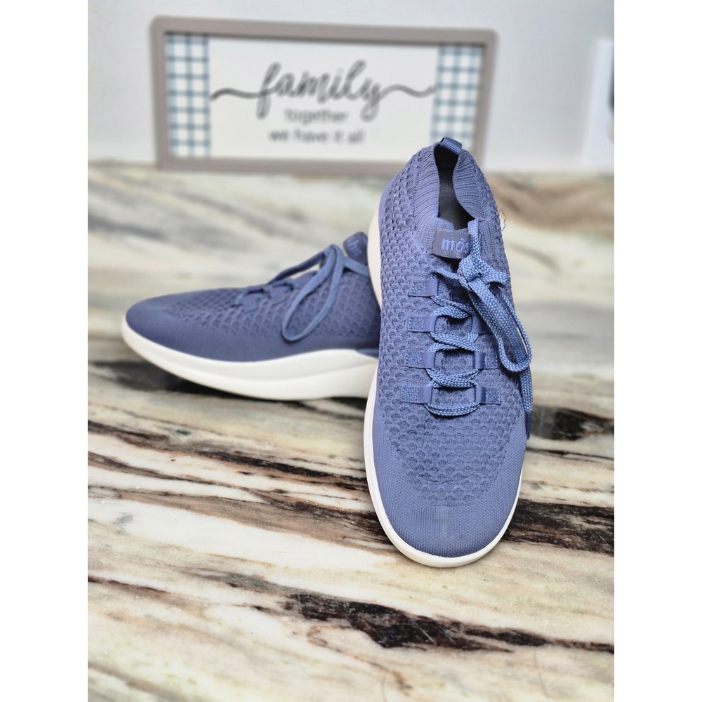 Moshn‎ Vigor Blue Knit Lace Up Oil Slip Resistant Sneakers Womens 10.5 Medium